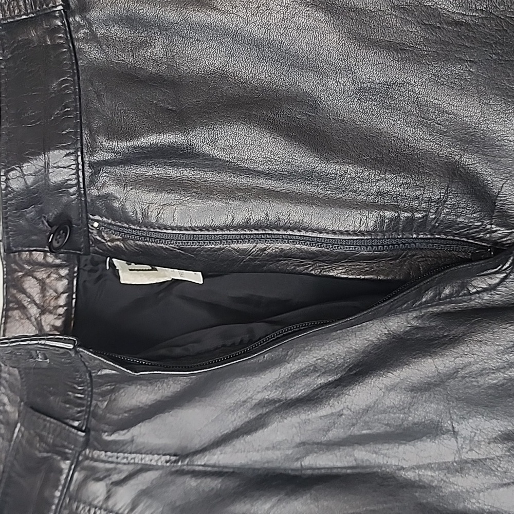 Licole Womens Vintage High Waisted Pleated Black Genuine Leather Pants Trousers - Picture 6 of 16